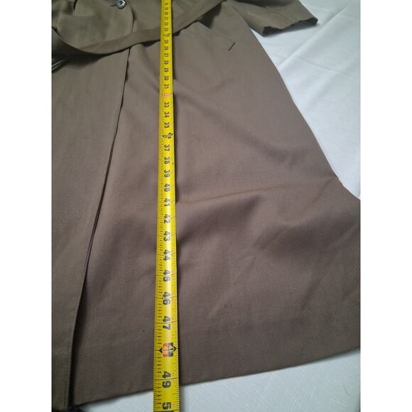 Kristen Blake 100% Wool Trench Coat Belted Sz L 12 Tan Long Winter Vtg USA Flaw - Picture 10 of 16